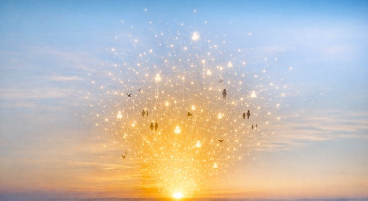 Dawn over a network of connected Orbiplex nodes